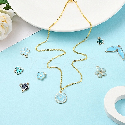 27Pcs 27 Style Light Gold Alloy Enamel Pendants ENAM-YW0001-77-1