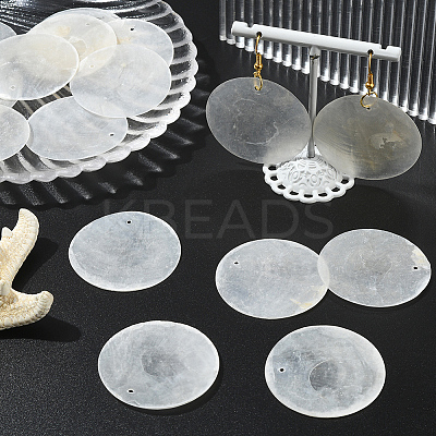 60Pcs Flat Round Capiz Shell Pendants SSHEL-SC0001-48-1