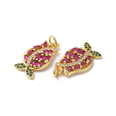 Rack Plating Brass Cubic Zirconia Pendants X-KK-D074-06G-1
