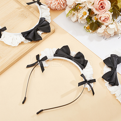 Cloth Bowknot Hair Bands for Women Girl OHAR-WH0029-12A-1