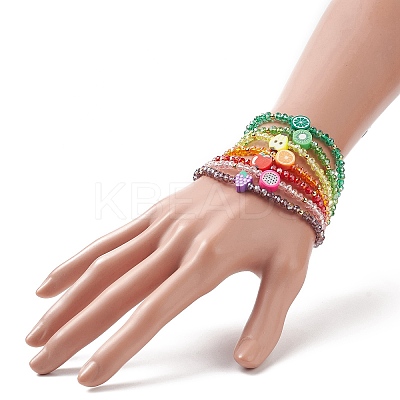 7Pcs 7 Style Glass Beaded Stretch Bracelets Set BJEW-TA00230-1