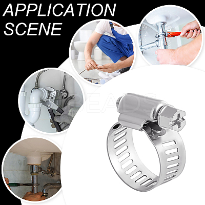 20Pcs 201 Stainless Steel with Iron Adjustable Worm Gear Hose Clamps STAS-UN0060-93A-1