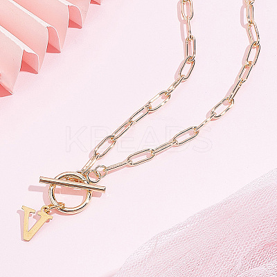 304 Stainless Steel Letter Pendant Necklaces NJEW-LP0001-52V-G-1