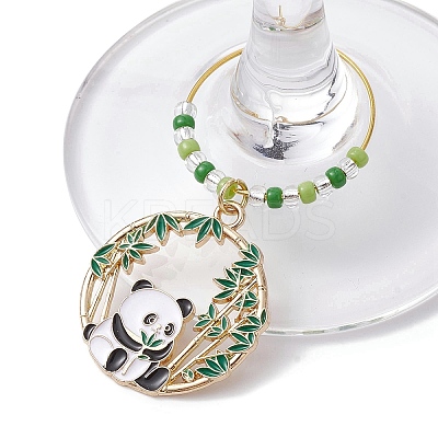 8Pcs 8 Styles Panda Alloy Enamel Wine Glass Charms AJEW-JO00211-1