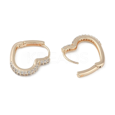 Clear Cubic Zirconia Heart Hoop Earrings LS-EJEW-L292-010G-1