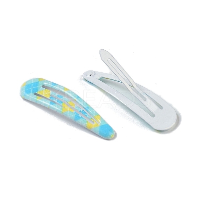 10Pcs 5 Colors Tartan Pattern Epoxy Resin Snap Hair Clip PHAR-P009-01C-1