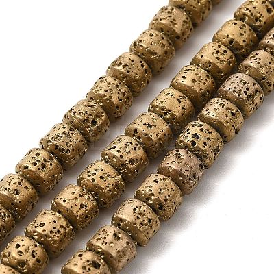 Electroplated Natural Lava Rock Beads Strands G-G984-06B-1