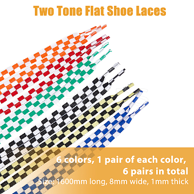 6 Pairs 6 Colors Tartan Pattern Polyester Cord Shoelace FIND-FH0006-85B-1