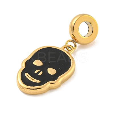 Ion Plating(IP) 304 Stainless Steel Black Enamel European Dangle Charms STAS-U005-43G-1