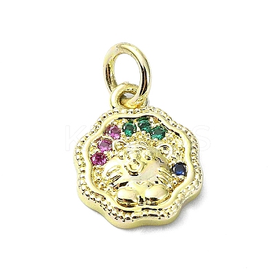 Brass Micro Pave Colorful Cubic Zirconia Pendants KK-H475-18G-01-1