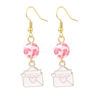 3 Pairs 3 Style Pink Alloy Enamel Charms & Resin Beads Dangle Earrings EJEW-JE05030-05-1