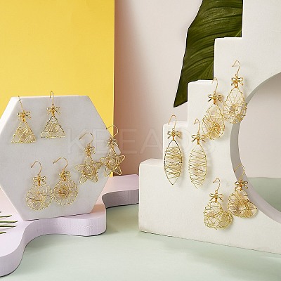 Eco-Friendly Flower Iron Pendants Dangle Earrings EJEW-PH01401-05-1