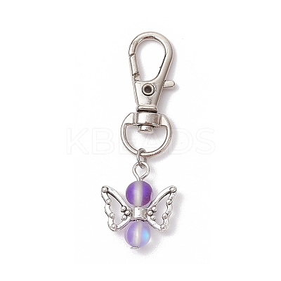 Angel Synthetic Moonstone Pendant Decorations HJEW-JM03146-1