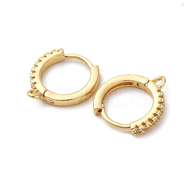 Brass Clear Cubic Zirconia Hoop Earring Findings KK-L242-27G-1