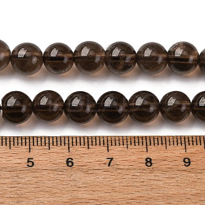 Natural Smoky Quartz Round Beads Strands G-E329-8mm-38B-1
