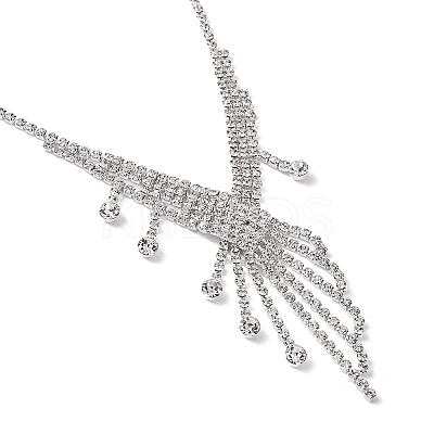 Fashionable Wedding Rhinestone Necklace and Stud Earring Jewelry Sets X-SJEW-R046-10-1