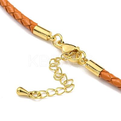 Leather Braided Cord Link Bracelets MAK-K022-01G-04-1