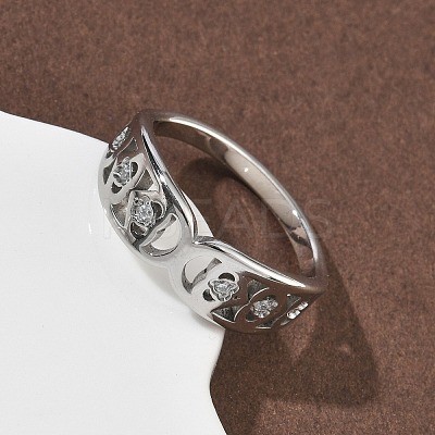 304 Stainless Steel Cubic Zirconia Finger Rings for Women RJEW-F189-03P-1