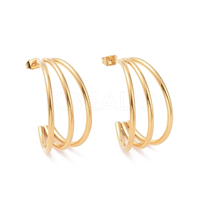 Iron Plating(IP) 304 Stainless Steel C-shape Stud Earrings EJEW-G298-13C-G-1