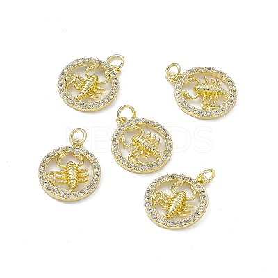 Real 18K Gold Plated Brass Micro Pave Clear Cubic Zirconia Pendants KK-E068-VB409-8-1