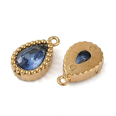 Ion Plating(IP) 304 Stainless Steel Micro Pave Cubic Zirconia Charms STAS-K256-20G-01-1