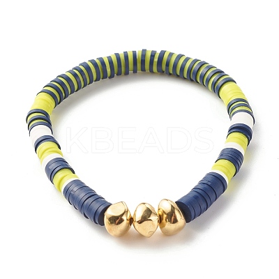Handmade Polymer Clay Heishi Beads Stretch Bracelet BJEW-JB07326-01-1