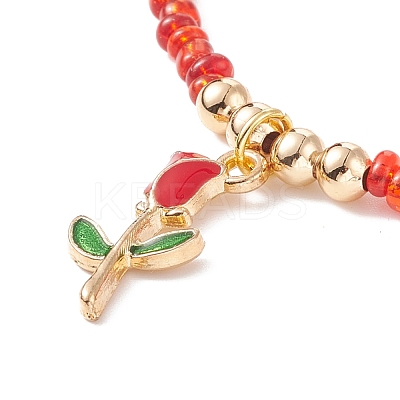 3Pcs 3 Style Glass Seed & Brass Heart Beaded Necklaces Set NJEW-JN03965-1