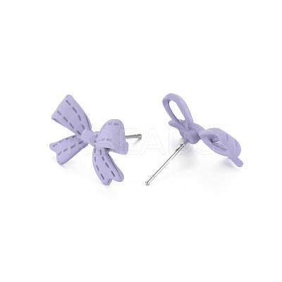 Bowknot Stud Earrings for Girl Women PALLOY-T077-154-RS-1