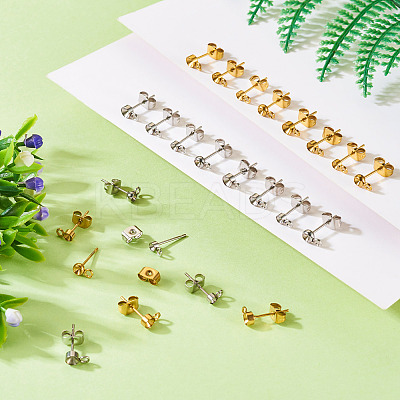 32Pcs 8 Styles 304 Stainless Steel Stud Earring Findings STAS-TA0002-96-1