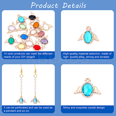 28Pcs 14 Colors Faceted Glass Pendants GLAA-PH0001-21-1