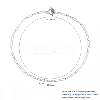 Non-Tarnish 304 Stainless Steel Textured Paperclip Chains Necklaces NJEW-JN02742-1