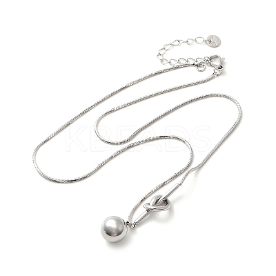 304 Stainless Steel Round Ball Knot Pendant Necklaces for Women NJEW-U031-05P-1