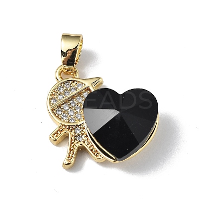Real 18K Gold Plated Rack Plating Brass Micro Pave Clear Cubic Zirconia Pendants KK-C015-21G-17-1