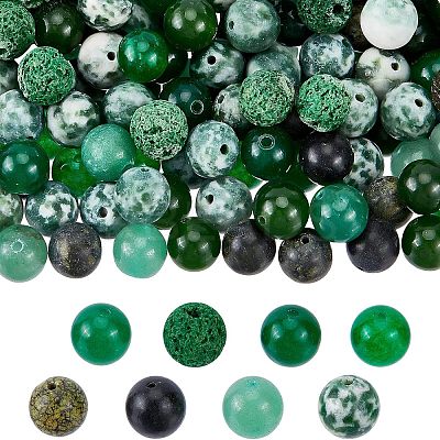 8 Strands 8 Style Frosted Natural Mixed Gemstone Round Beads Strands G-OC0002-06-1