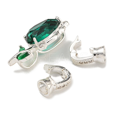 Brass Micro Pave Clear Cubic Zirconia Fold Over Clasps KK-U037-16P-01-1