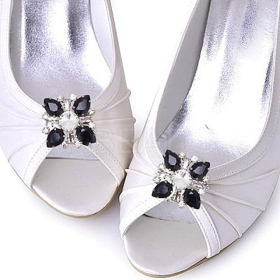 2 Pairs 2 Style Glass Rhinestone Shoe Decorations AJEW-AR0001-78A-1