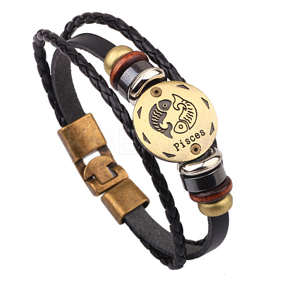 Braided Leather Cord Retro Multi-strand Bracelets BJEW-L616-20F-1