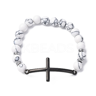Round Synthetic Hematite Bead Stretch Bracelets BJEW-F493-05EB-01-1