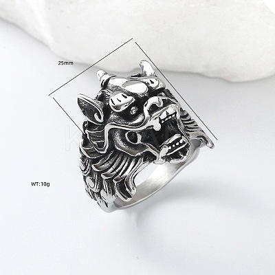 Punk Style 304 Stainless Steel Dragon Finger Rings for Men UN0454-1-1