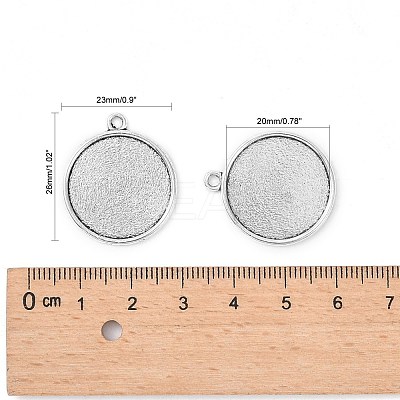 Tibetan Style Antique Silver Alloy Flat Round Pendant Cabochon Settings X-TIBEP-M022-45AS-1