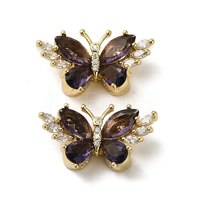 Brass Micro Pave Cubic Zirconia Beads KK-B142-30G-1
