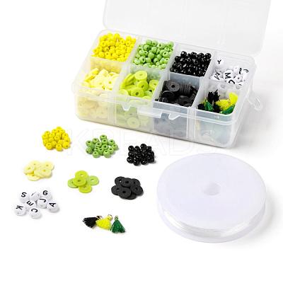 3 Colors 1155Pcs DIY Ghana Jamaican Theme Stretch Bracelets Making Kits DIY-LS0001-22C-1