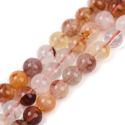 Natural Hematoid Quartz/Ferruginous Quartz Beads Strands G-U026-A09-8mm-1