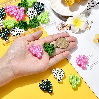 20Pcs 5 Colors Cactus Food Grade Eco-Friendly Silicone Focal Beads SIL-CJ0001-74-1
