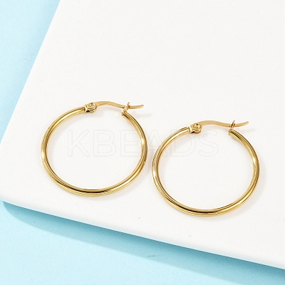 PVD Vacuum Plating 201 Stainless Steel Hoop Earrings for Women LS-EJEW-G260-02A-G-1