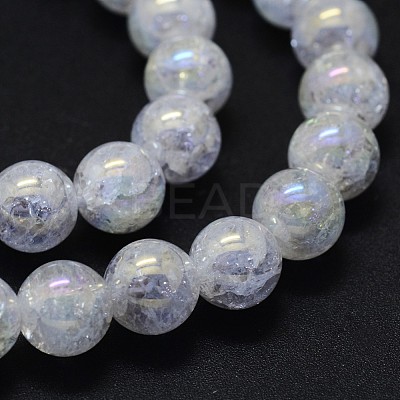 Electroplated Natural Crackle Quartz Crystal Beads Strands G-K285-08-8mm-1