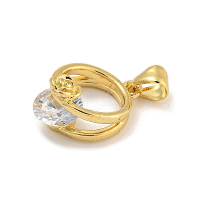 Rack Plating Brass Micro Pave Cubic Zirconia Pendants KK-C074-61G-1