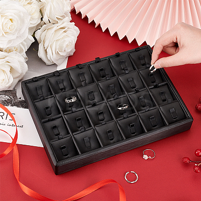 1Pc 24-Compartment Wooden Rings Presentation Boxes RDIS-PH0001-007-1