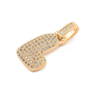 Brass Micro Pave Clear Cubic Zirconia Pendants KK-B099-01G-L-1