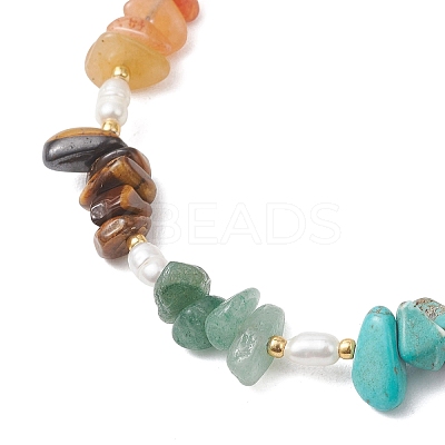 Natural & Synthetic Mixed Gemstone Chips Beaded Bracelets for Women BJEW-JB13219-02-1